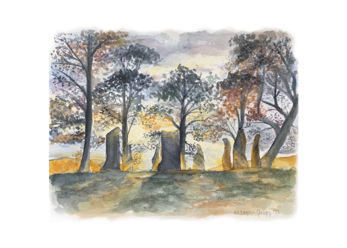 Craigh na Dun Standing Stones (watercolor print)